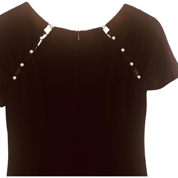 Joseph Ribkoff Pearl Shoulder Sheath Knee-Length Dress - Picture 4 of 11